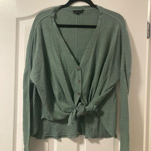 Teal long sleeve sweater cardigan